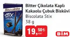 BİSCOLATA STİX BİTTER ÇİKOLATA KAPLI KAKAOLU ÇUBUK BİSKÜVİ 38 G